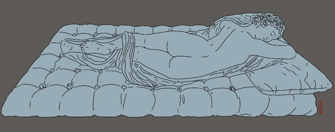 Sleeping Hermaphroditus. Private Commission, 2021. Digital Art.